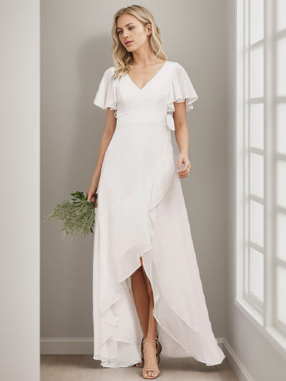 Charming Chiffon Bridesmaid Dress with Lotus Leaf Hemline