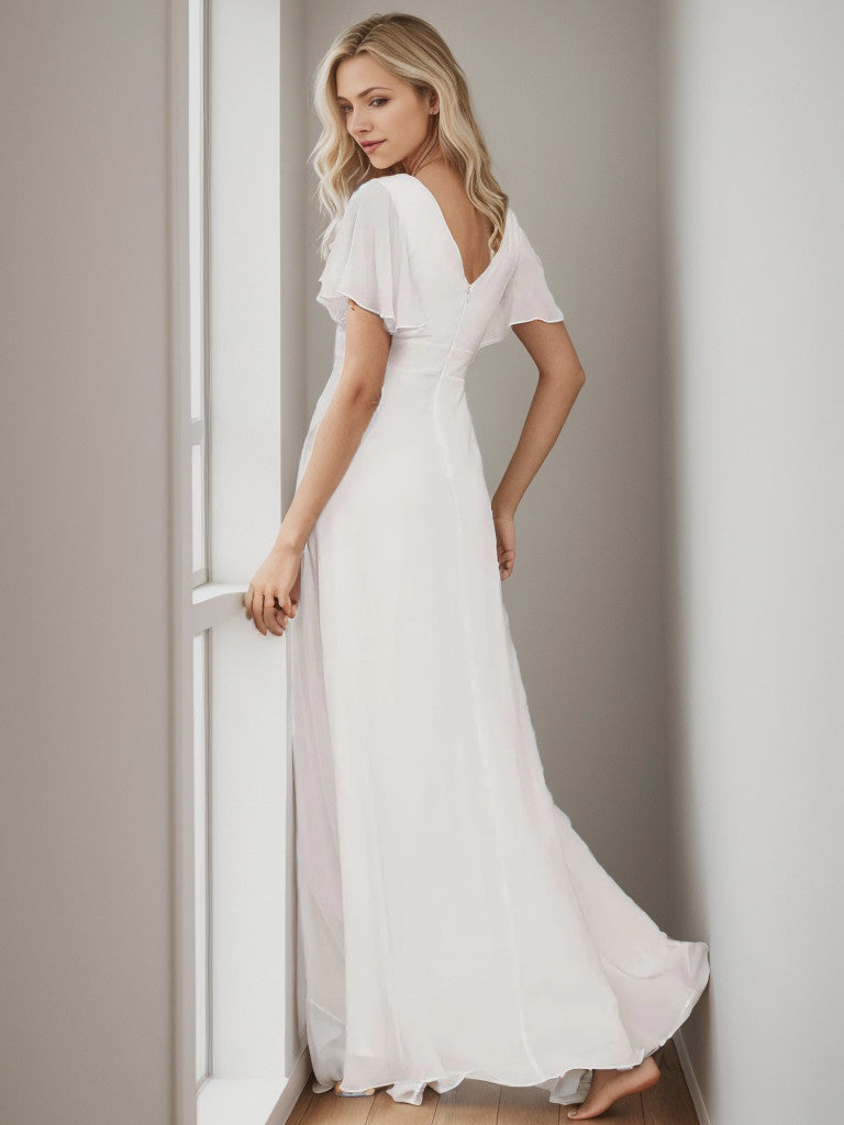 Charming Chiffon Bridesmaid Dress with Lotus Leaf Hemline