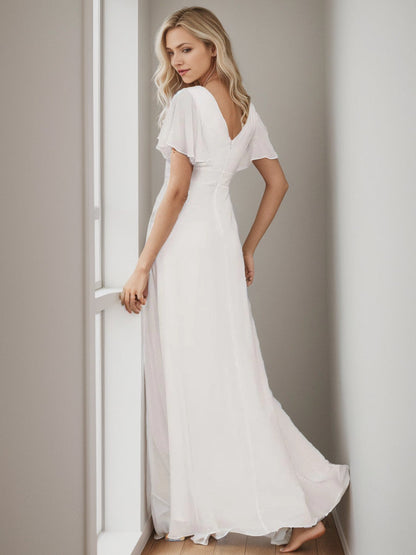 Charming Chiffon Bridesmaid Dress with Lotus Leaf Hemline