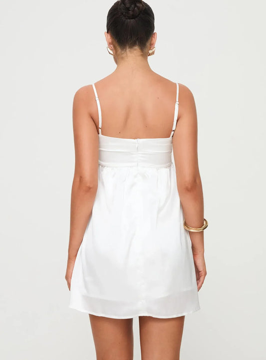 White Spaghetti Strap Babydoll Short-Mini Petite Size Black Homecoming Dresses