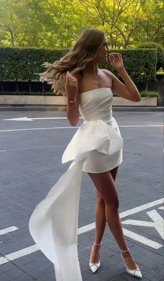 Dress Prom Dress Stores White Strapless Sheath Short Evening Party Dress Formal Dresses