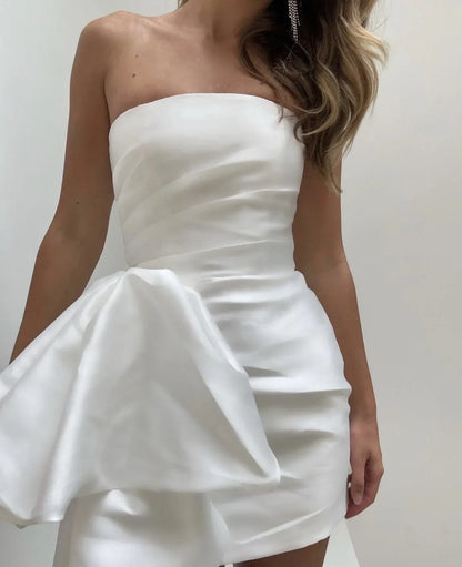 Dress Prom Dress Stores White Strapless Sheath Short Evening Party Dress Formal Dresses