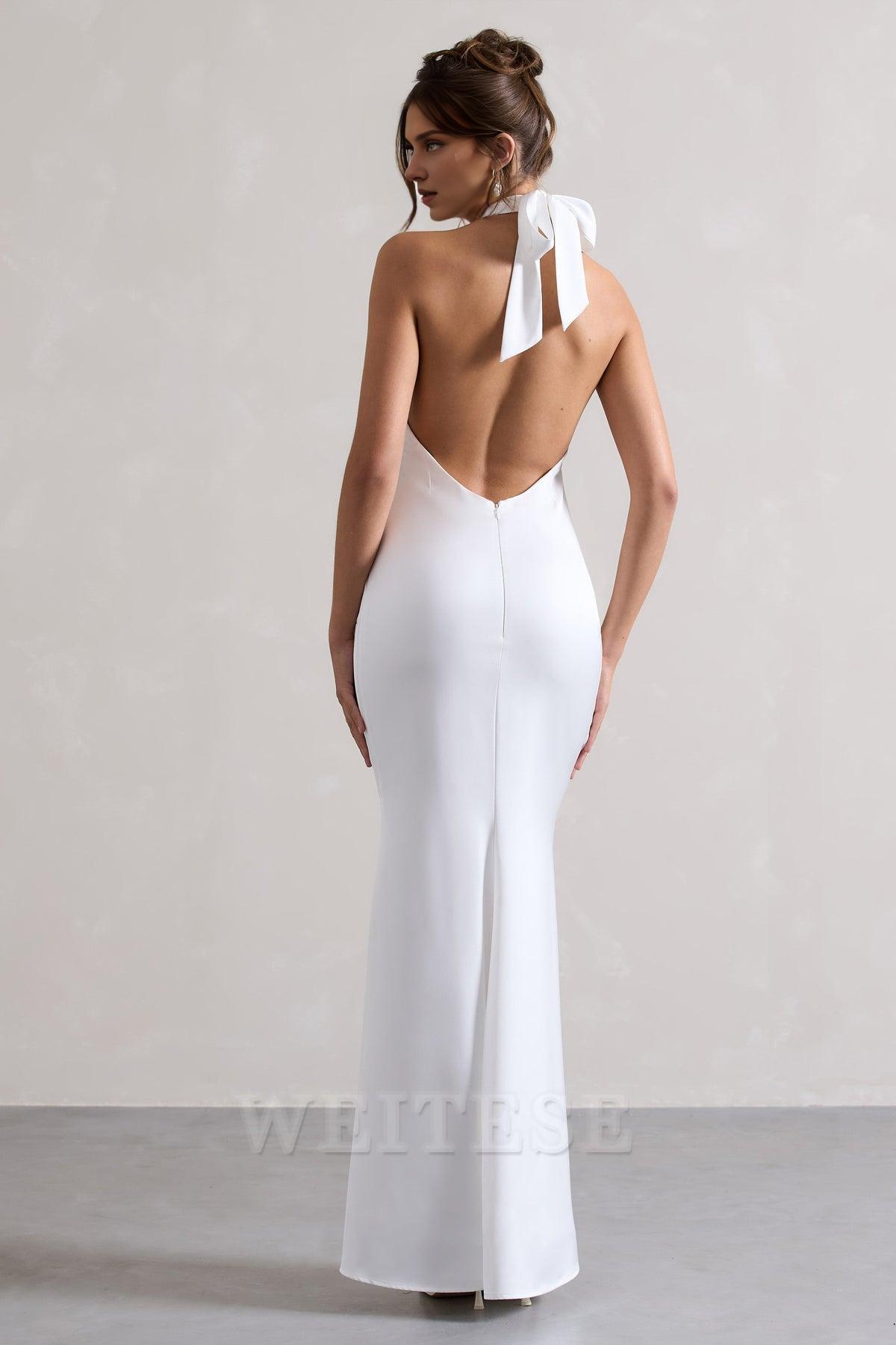 Dress Mint Green Satin Cross Over Halter-Neck Maxi Dress Prom Dress Low Backless Sleeveless Floor Length Bridesmaid Dress