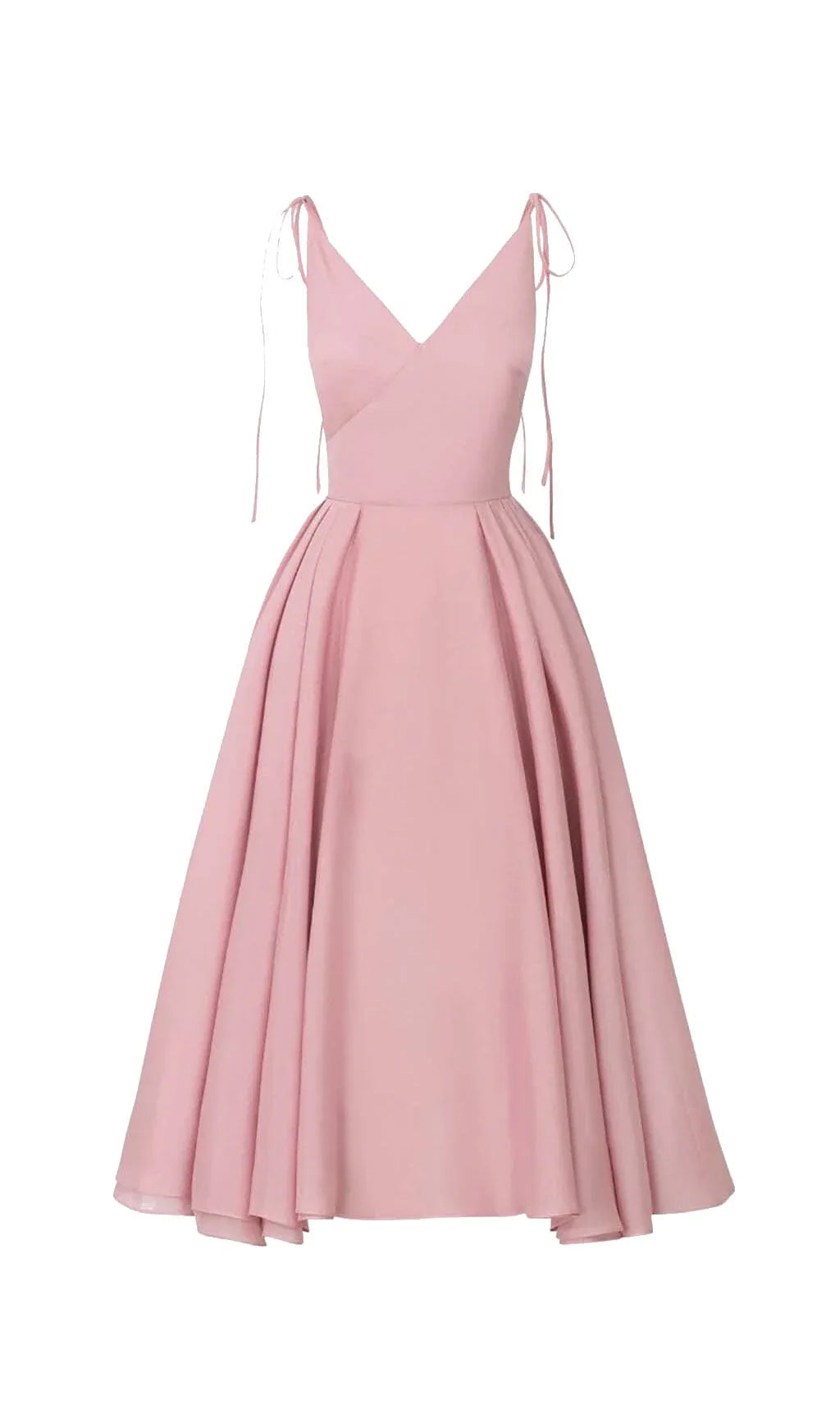 V-neck Lace Up Shoulder Strap Pink Thin Prom Dress
