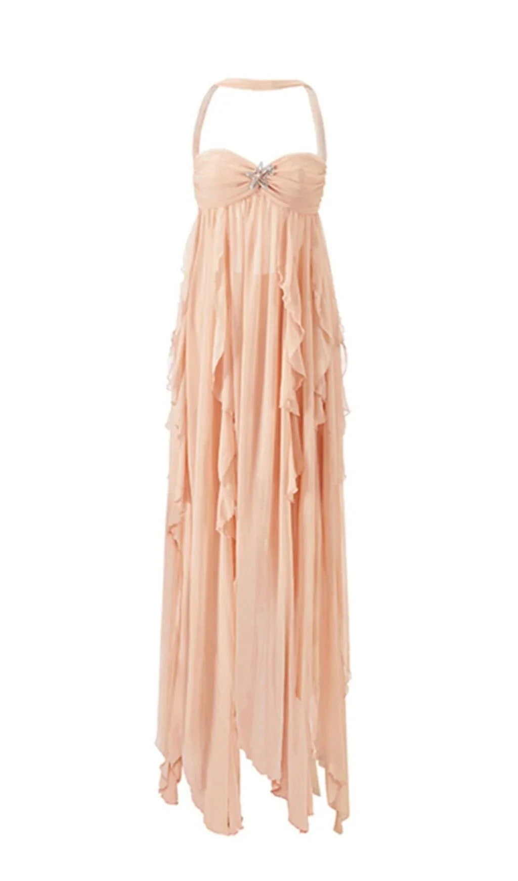 Lace Irregular Dress In Pink