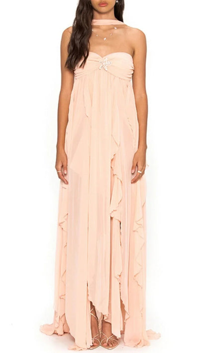 Lace Irregular Dress In Pink