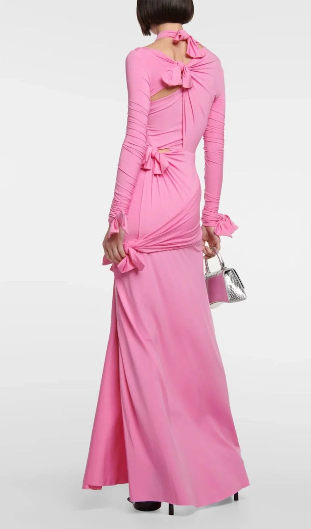 Pink Split Slim Fit Floor Length Prom Dress