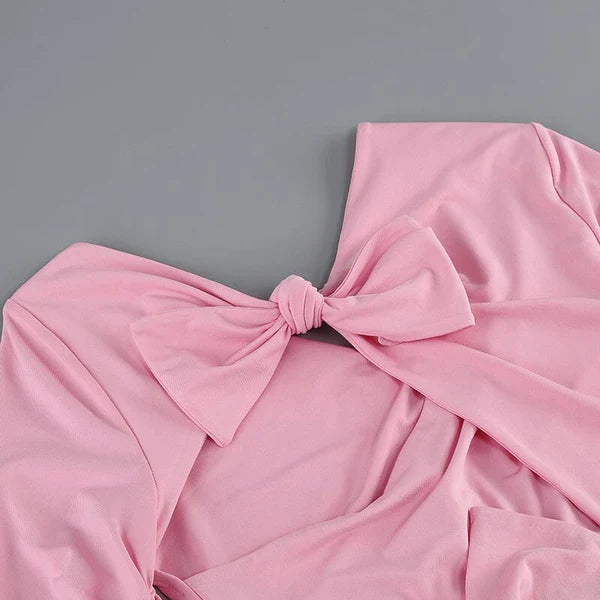 Pink Split Slim Fit Floor Length Prom Dress