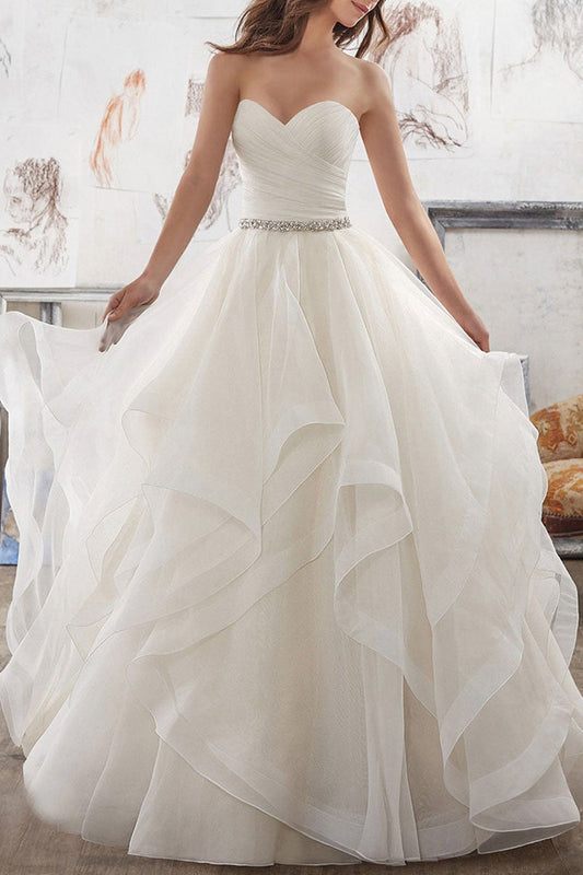 Tulle Sweetheart Wedding Dress Ruffles