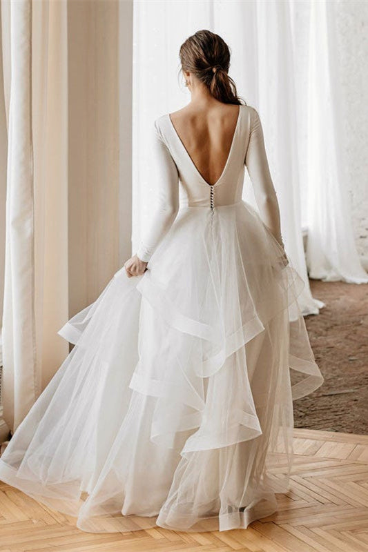 Tulle Long Sleeves Wedding Dress