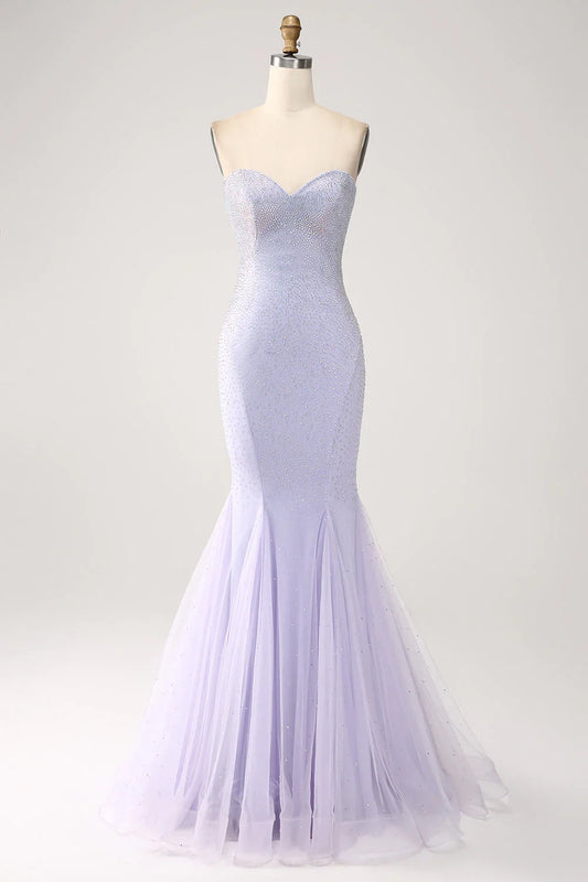 Mermaid Sweetheart Strapless Beaded Long Prom Dress