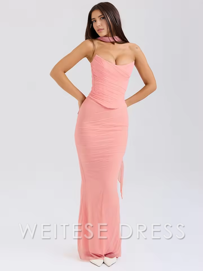 Dress Sexy Women Neckerchief Strapless Sexy Mermaid Sleeveless Club Party Skirt Prom Dress