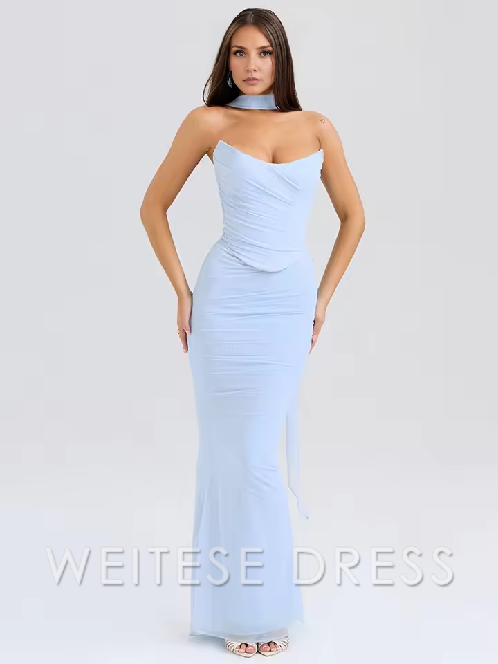 Dress Sexy Women Neckerchief Strapless Sexy Mermaid Sleeveless Club Party Skirt Prom Dress
