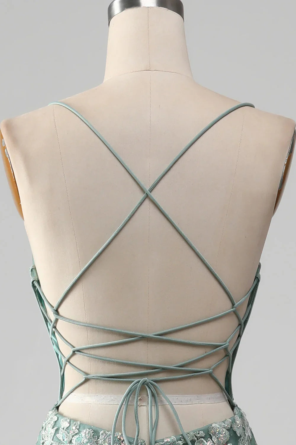 Mermaid Lace-Up Back Prom Party Dresses With Appliques