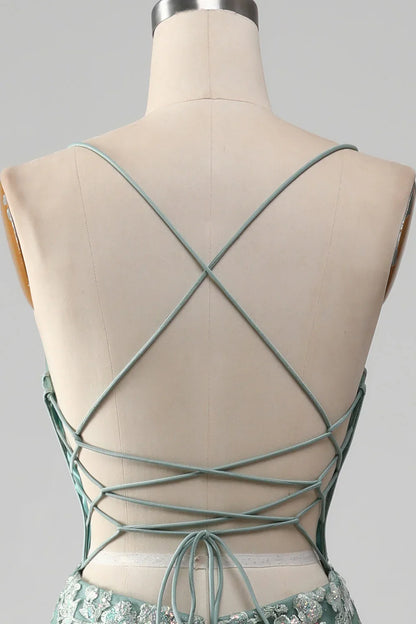 Mermaid Lace-Up Back Prom Party Dresses With Appliques