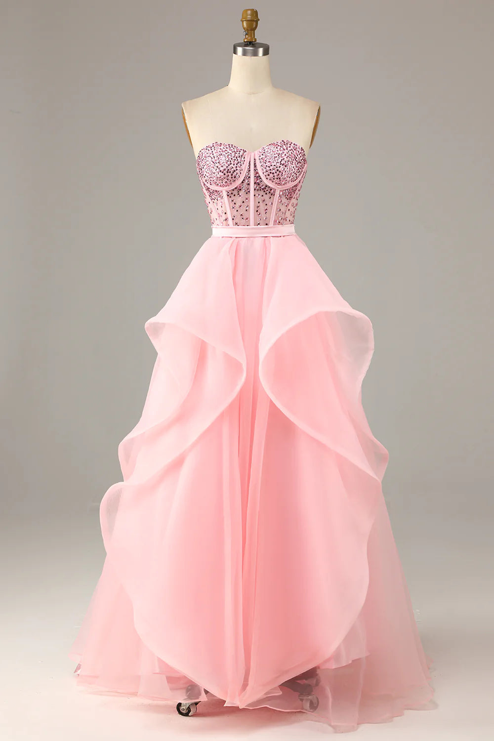 Princess A Line Sweetheart Black Corset Prom Dress with Beding
