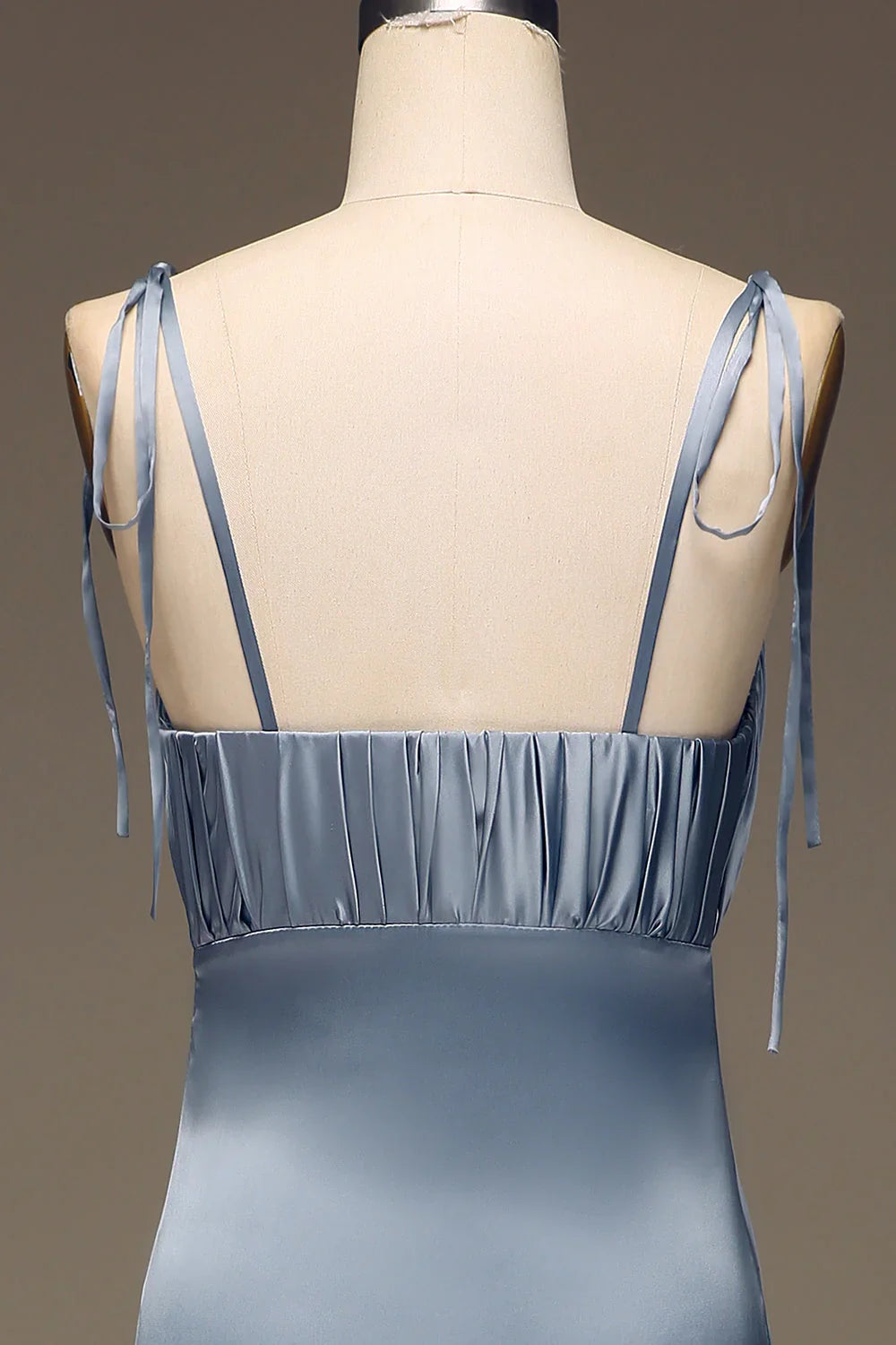 Sheath Spaghetti Straps Satin Pleated Evening Dress