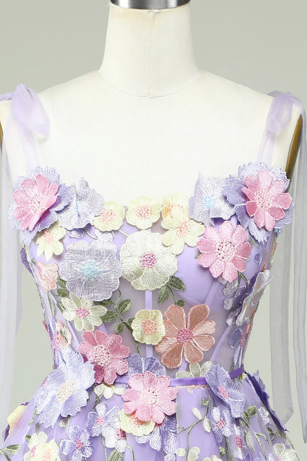 A-Line Corset Homecoming Dress With 3D Flowers