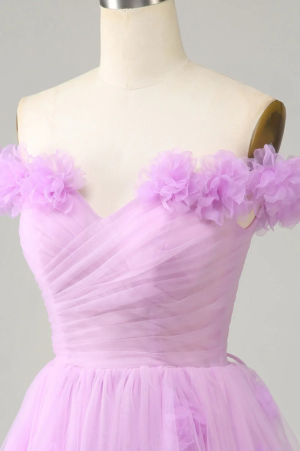 A Line Off The Shoulder Short Cute Homecoming Dress With Flowers