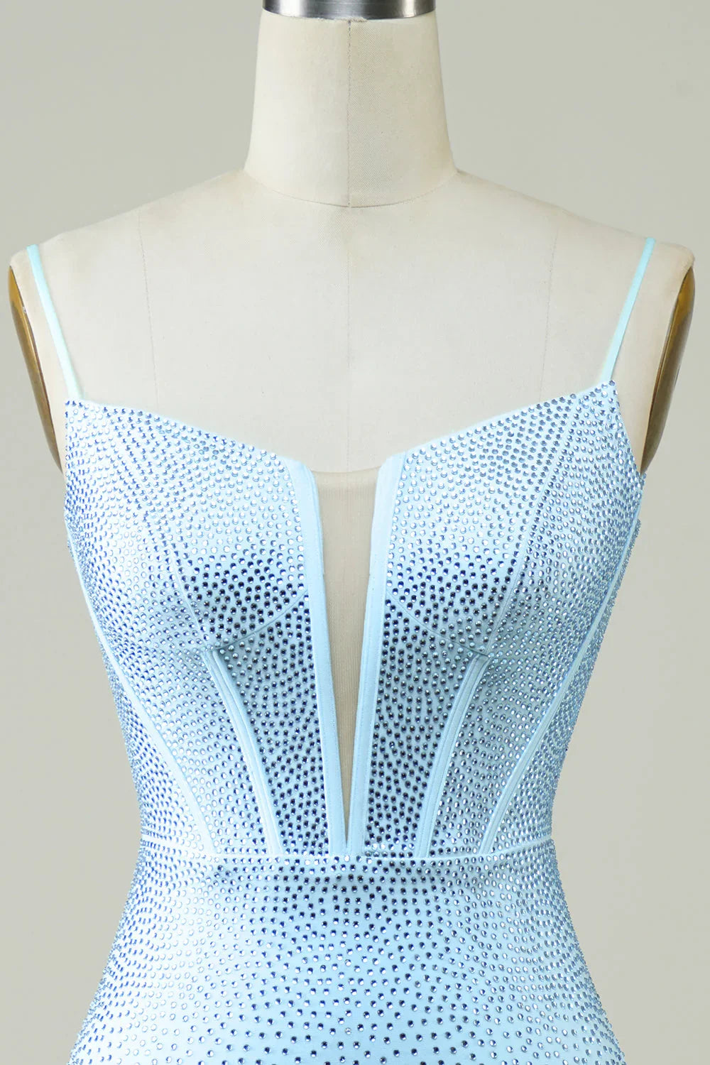 Spaghetti Straps Sparkly Tight Homecoming Dress With Beading