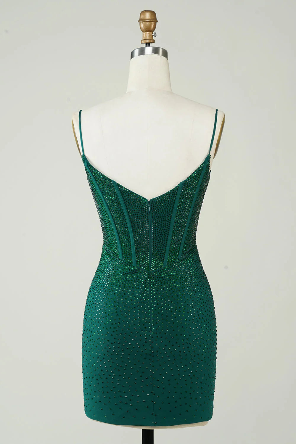 Spaghetti Straps Sparkly Tight Homecoming Dress With Beading