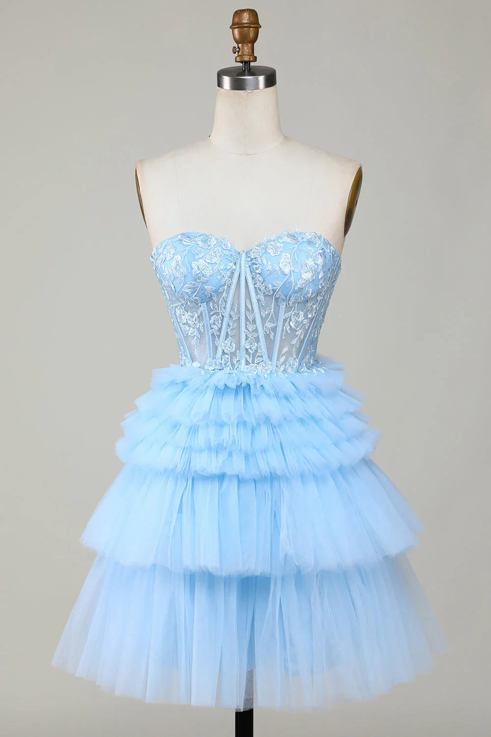 Corset Cute Tiered Homecoming Dress With Ruffles