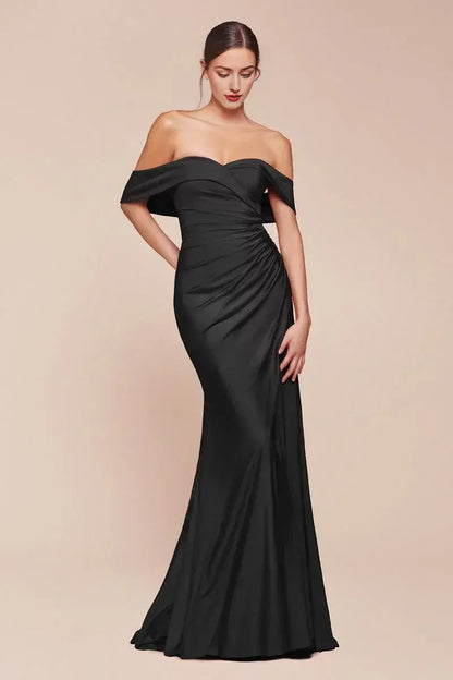 Dress Off-the-Shoulder Formal Lace Up Prom Dress Sleeveless Floor Length Simple Evening Dress With Slit