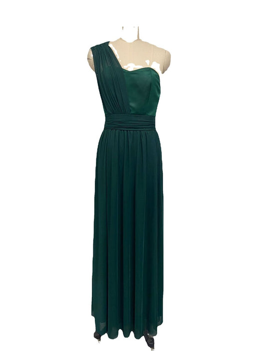 A-Line Evening Dress Wedding Guest Dresses Sexy Dress Wedding Guest Prom Sweep / Brush Train Sleeveless One Shoulder Polyester