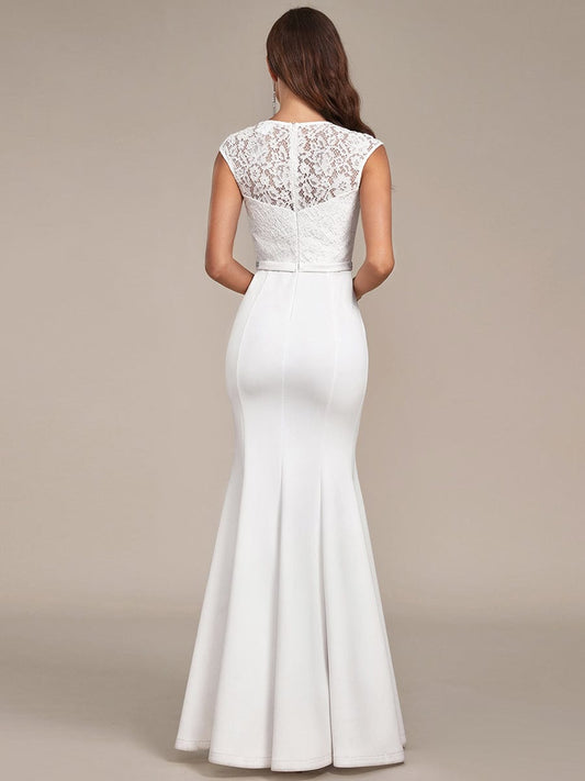 Simple Cap Sleeve Sweetheart Mermaid Style Wedding Dress/No Veils
