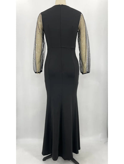 Mermaid / Trumpet Party Dresses Sparkle & Shine Dress Formal Floor Length Long Sleeve Jewel Neck Spandex