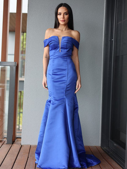 Ruffles Off-the-Shoulder Sleeveless Sweep/Brush Train Dresses