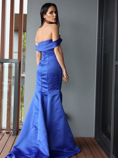 Ruffles Off-the-Shoulder Sleeveless Sweep/Brush Train Dresses