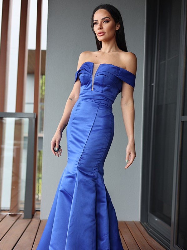 Ruffles Off-the-Shoulder Sleeveless Sweep/Brush Train Dresses