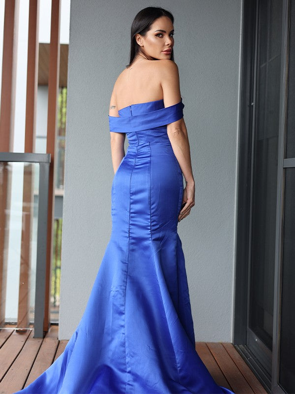 Ruffles Off-the-Shoulder Sleeveless Sweep/Brush Train Dresses