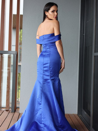 Ruffles Off-the-Shoulder Sleeveless Sweep/Brush Train Dresses