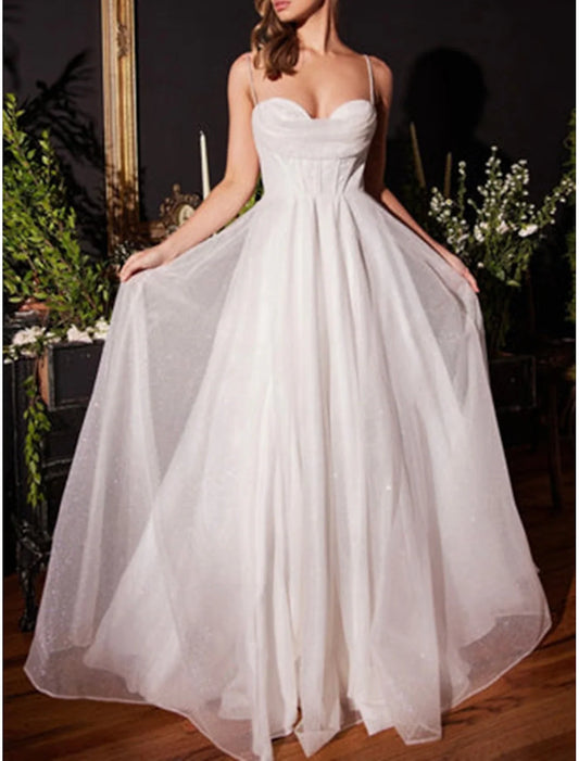 A-Line Prom Dresses Glittering Dress Formal Evening Party Sweep / Brush Train Sleeveless Cowl Neck Tulle