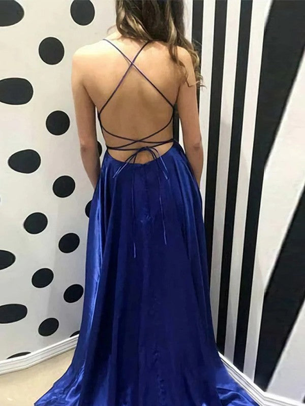 Ruffles Spaghetti Straps Sleeveless Sweep/Brush Train Dresses
