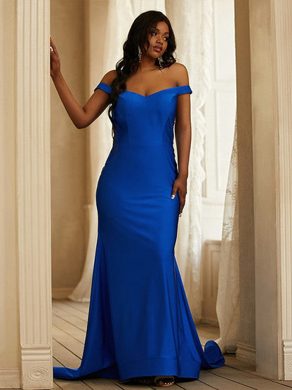 Ruffles Off-the-Shoulder Sleeveless Sweep/Brush Train Dresses