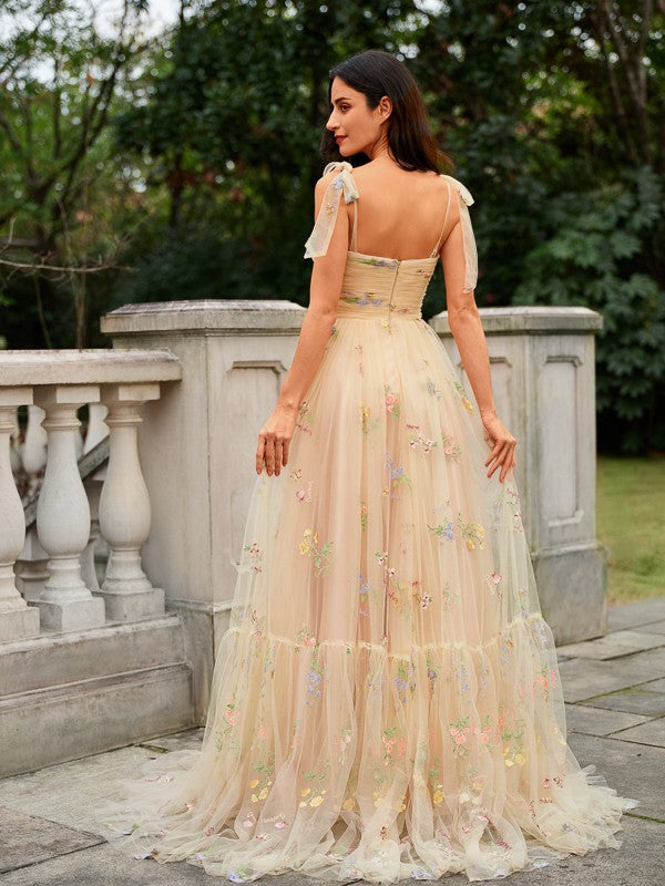 Ruffles Straps Sleeveless Sweep/Brush Train Dresses