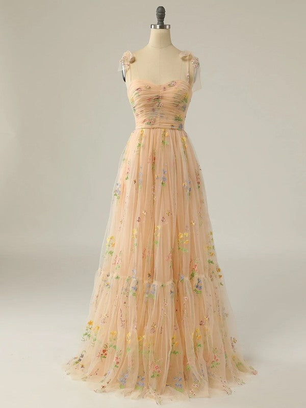 Ruffles Straps Sleeveless Sweep/Brush Train Dresses