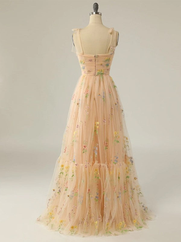 Ruffles Straps Sleeveless Sweep/Brush Train Dresses