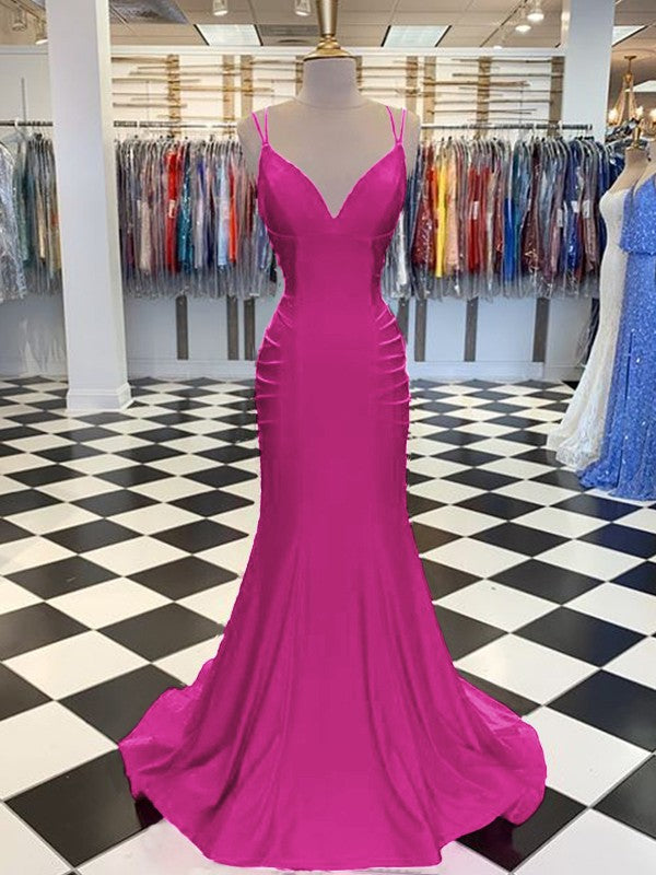 Brush Train V-neck Sleeveless Spandex Ruched Dresses