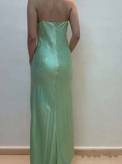 Dress Prom Dress Stores Green Spaghetti Straps Beading Sheath Long Party Dress Formal Wear Dresses