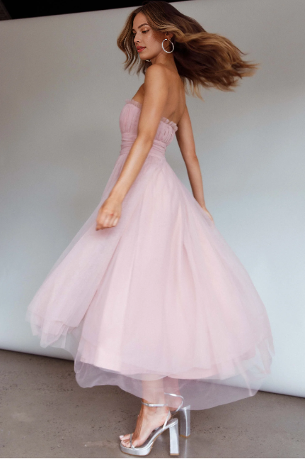 Dress A-line Sweetheart Strapless Sleeveless Prom Dress Elegant Tulle Maxi Dress Asymmetrical Hem