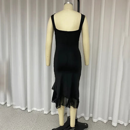 A-line Sleeveless Low Neck Pleated Front Slit Prom Dress