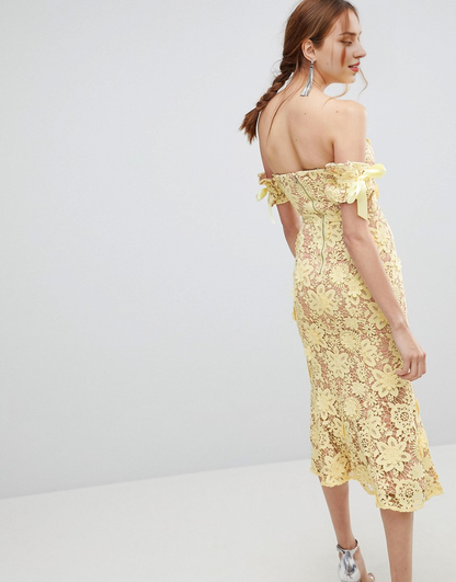 Formal Wear Dresses Light Yellow Sweetheart Off Shoulder Lace Cocktail Dress Formal Party Dress Prom Dresses Shops Formal Women's Dresses