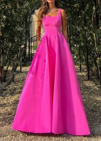Elegant Square Collar A-line Floor Dance Party Prom Dress
