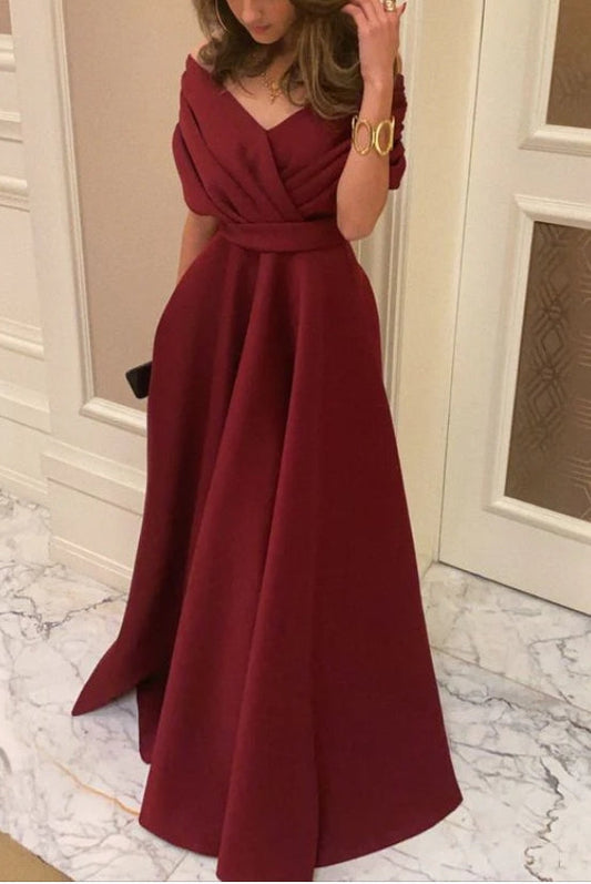 A-line Off the Shoulder Prom Dress With Pleat