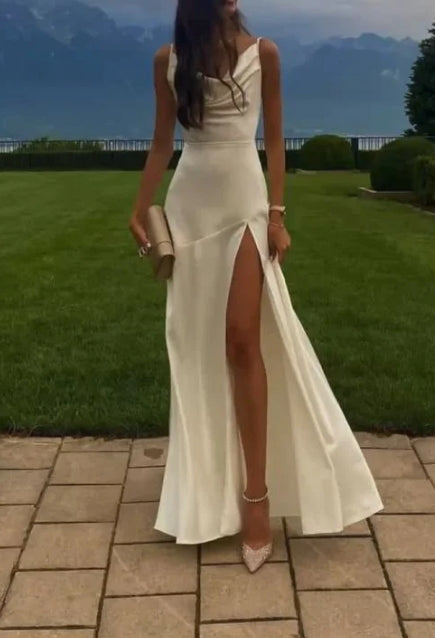 A-Line Spaghetti Straps Sleeveless Prom Dress