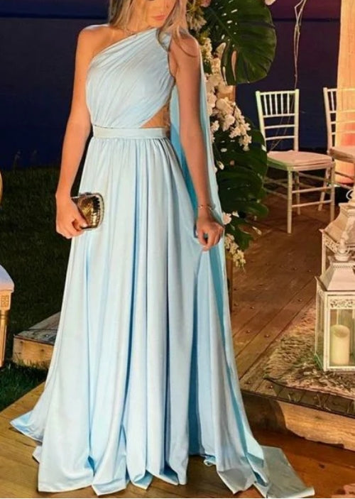 A-Line Formal Evening Dress with Streamer